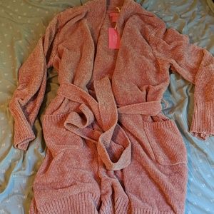 Chenille Knit Super Soft Plushy Dusty Rose Robe
